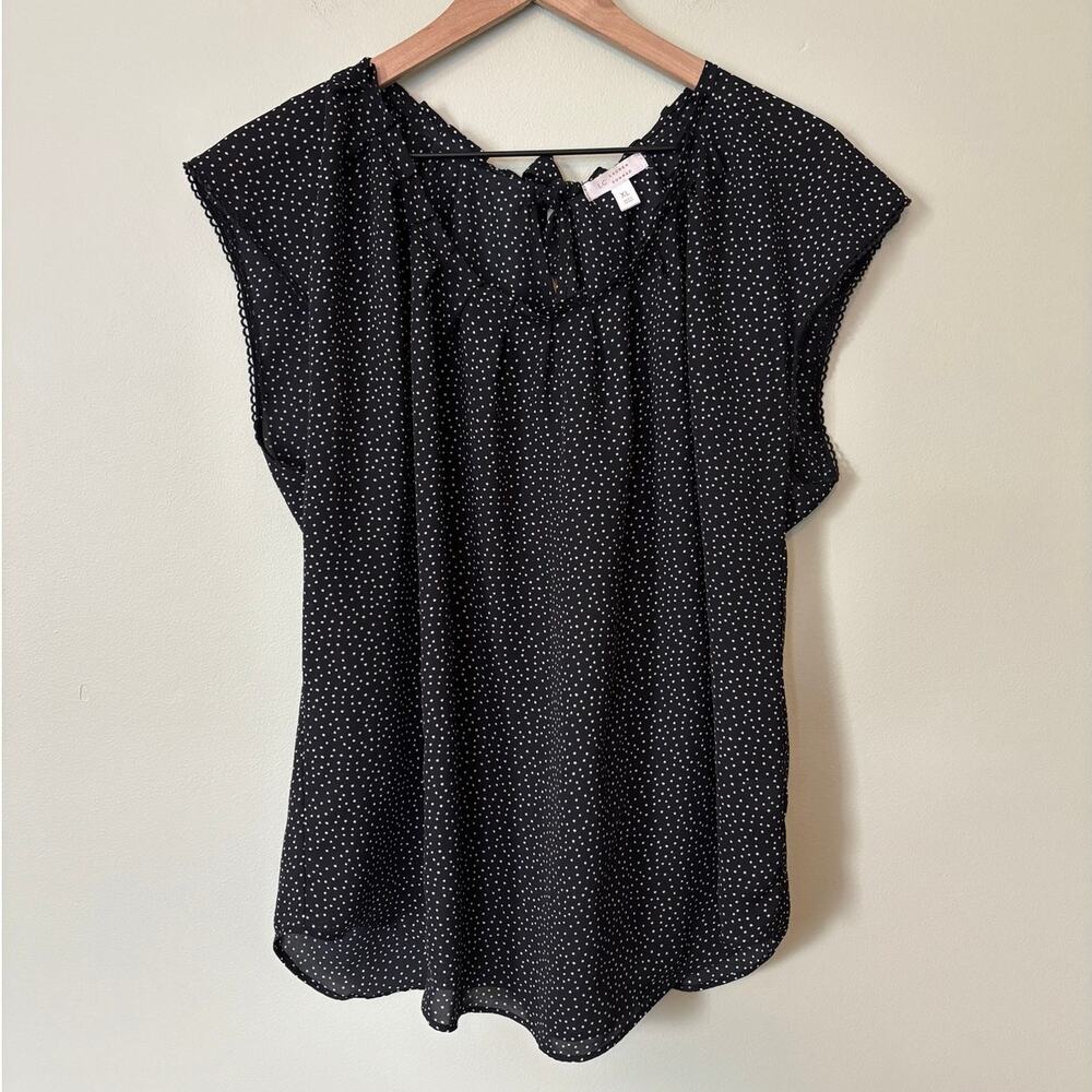 Black Polka Dot Short Sleeve Blouse XL